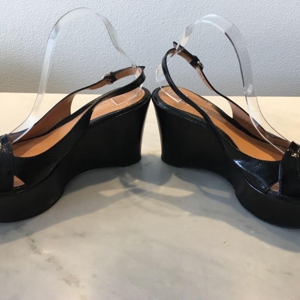SERGIO ROSSI PLATFORM BLACK PATENT LEATHER SANDALS SZ 38 - Picture 5 of 5